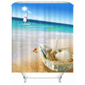 

Seashell Fabric Polyester 3D Red Parrot Waterproof Shower Curtain 3D Waterfall bathroom Shower curtain 180x180cm 180x200cm AP11G