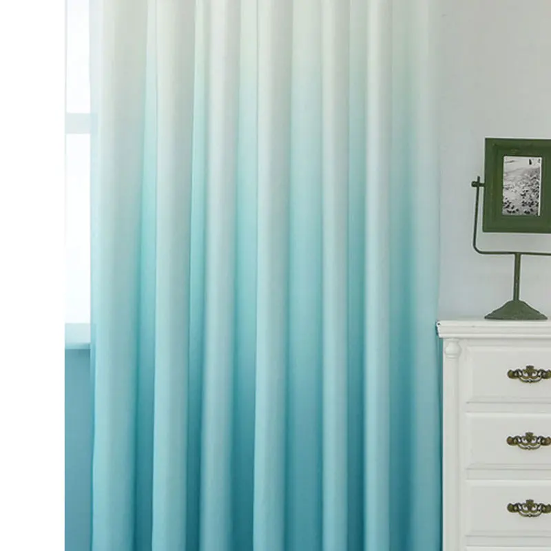 Высококачественные синие занавески с градиентным принтом, вуаль, занавески, современные окна, гостиная, тюль, занавески, s занавески, серые ткани, занавески - Цвет: blue curtains