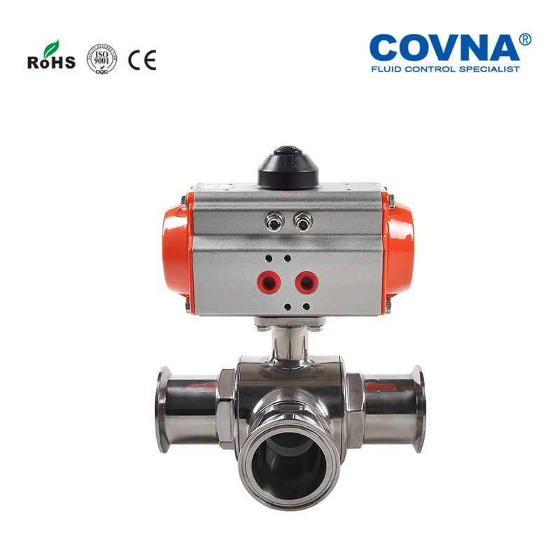 

DN15 DN20 DN25 Food Grade Sanitary Grade Pneumatic 3-Way Ball Valve Three-Clamp Ball Valve Sanitary Pinch Valve