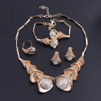 

OEOEOS Jewelry Sets For Women Nigerian Wedding African Beads Jewelry Set Crystal Gold Color Turkish Jewelry