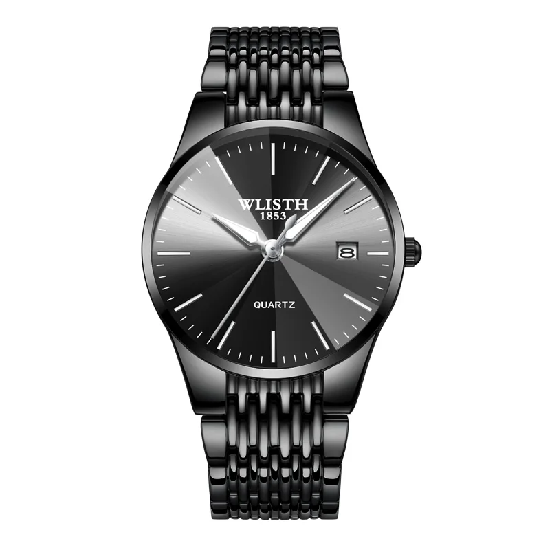 Wlisth Для мужчин часы лучший бренд класса люкс Водонепроницаемый часы Для мужчин ультра-тонкий Для мужчин часы Автоматическая Дата, Reloj Hombre, Relogio Masculino, erkek Kol saati - Цвет: black