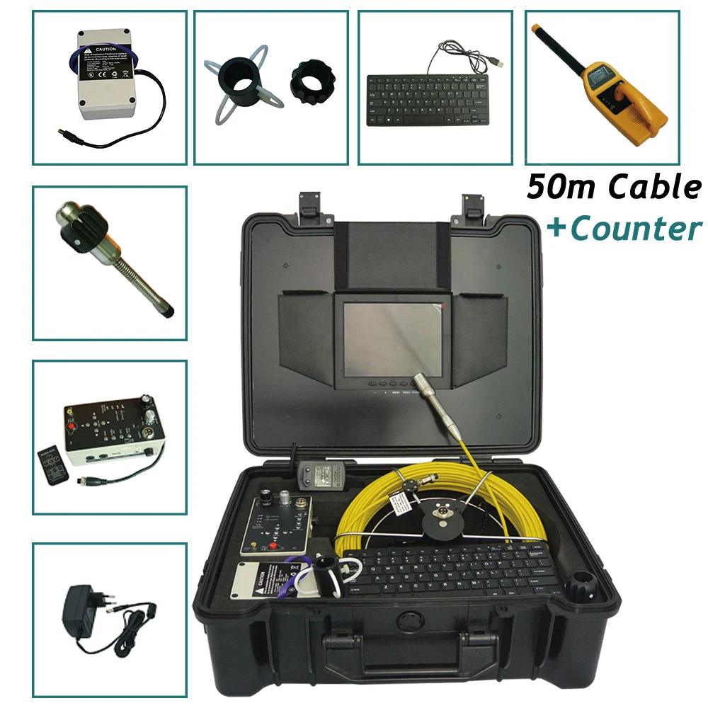 

512Hz Locator & Meter Counter Founction & Self-Levelling Waterproof Drainage Pipeline Inspection Camera