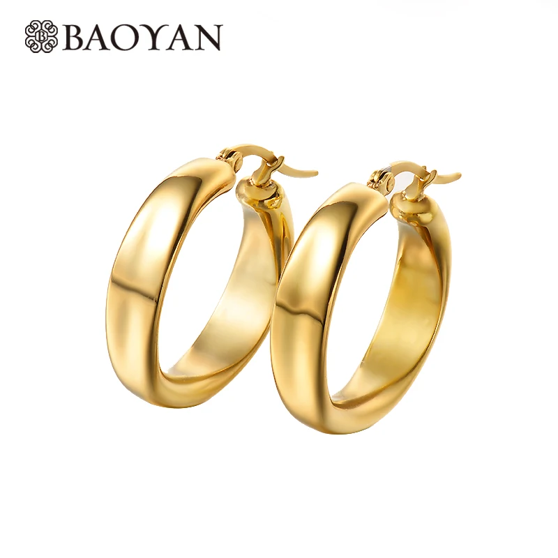 Baoyan Модные женские серьги 2019 золото Нержавеющая сталь Jewelry Оксхорн клип на Oorbellen