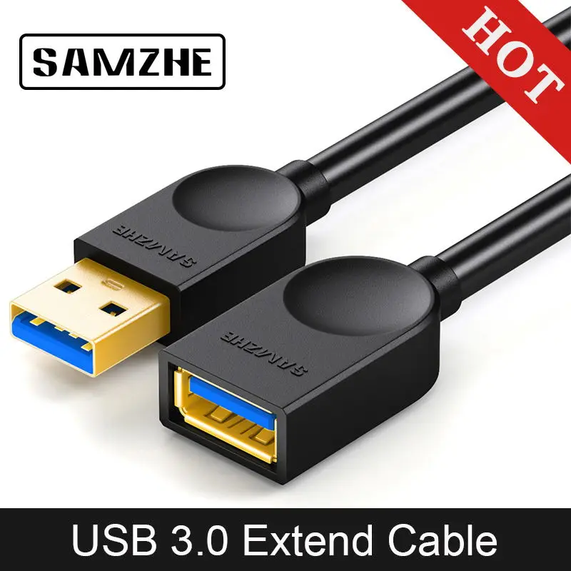 SAMZHE USB 3.0/2.0 Extension Cable Flat Extend Cable AM/AF 0.5m/1m/1.5m/2m/3m For PC TV PS4 Computer Laptop Extender