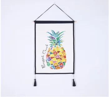 

Colorful Tropical Pineapple Beautiful Things Art Room Fabrics Cotton Linen Painting House Vintage Wall Bar Home Decor Gift
