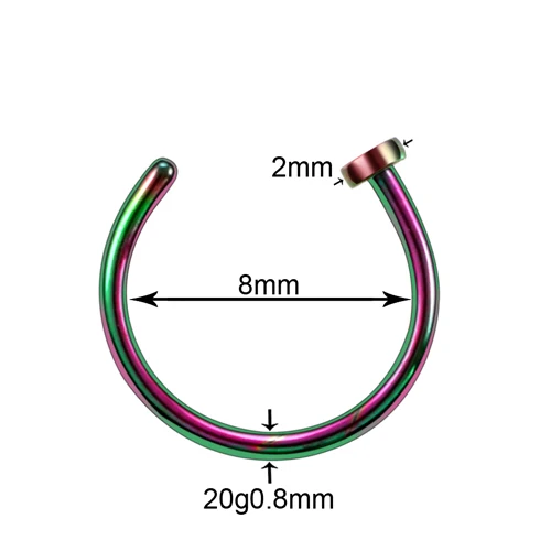 1 шт. G23 титановый пирсинг Nariz 20 г кольцо для носа C клипсой для пирсинга губ Бурун кольцо для носа пирсинг носа шпилька ноздри пирсинг - Окраска металла: T0704