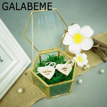 Galabeme персонализированные Геометрическая кольцо окно custom стекло Обручальное кольцо box Обручение кольцо Bearer box Сельский свадебные украшения