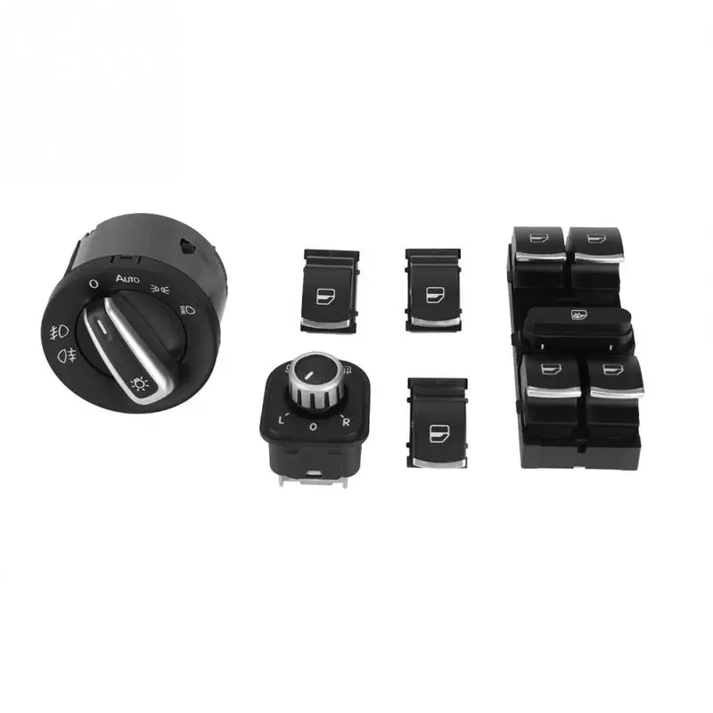 6Pcs Car Headlight Rearview Mirror Power Window Switch Button Control