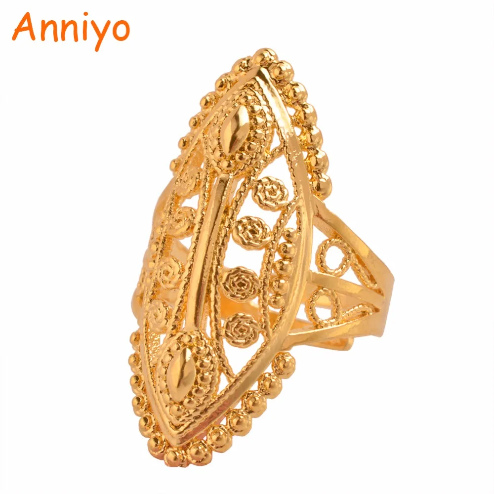 

Anniyo Ethiopian Gold Color Ring Free Size for Women,Middle East Dubai Bride Wedding Jewelry African Party Gift #093906