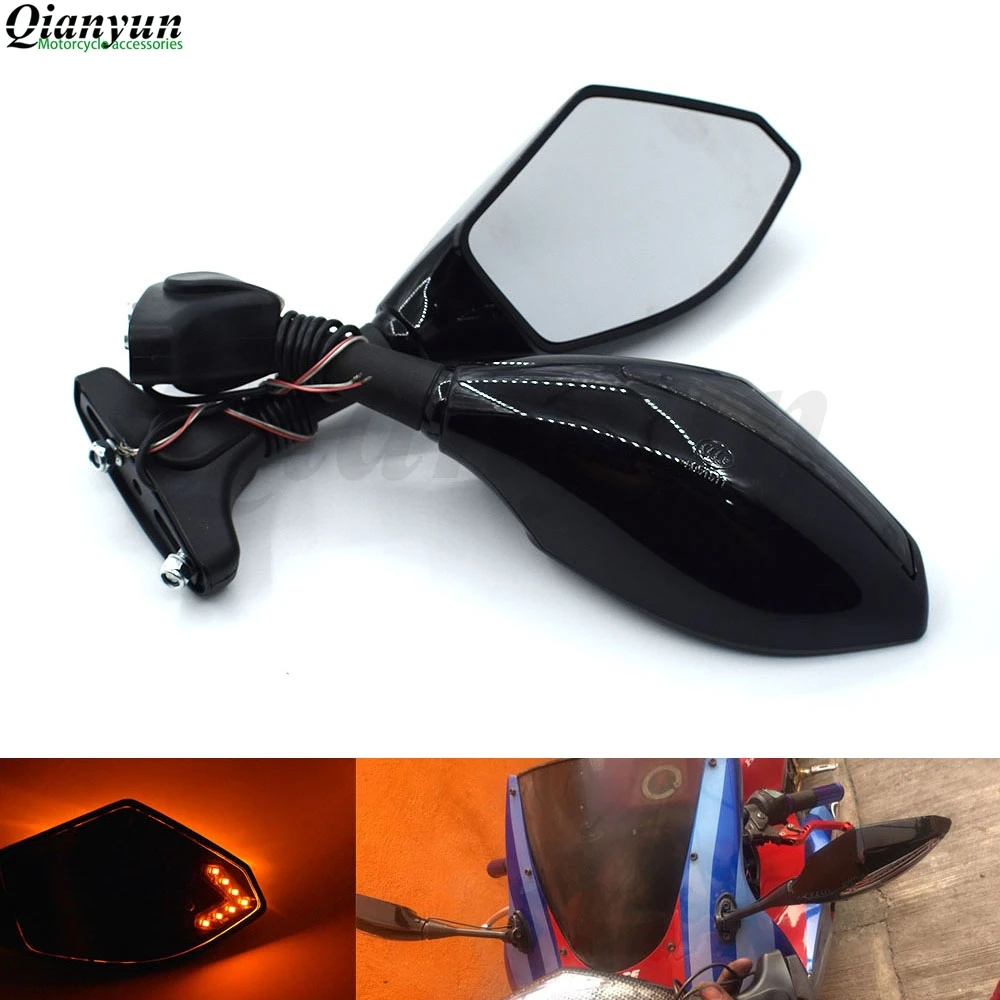 

Universal Motorcycle LED Steering Light Flash Rearview Mirror Side View Mirror For Kawasaki Ninja ZX6 W800SE Versys650 ER-5 ER5