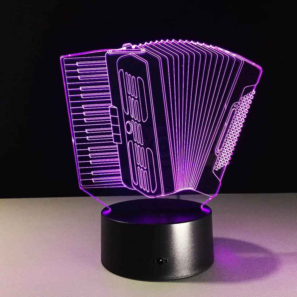 

Музыкальный инструмент аккордеон 3D USB светодиодный ная лампа Романтика 7 цветов Изменение настроения атмосфера декор стола светильник подарок