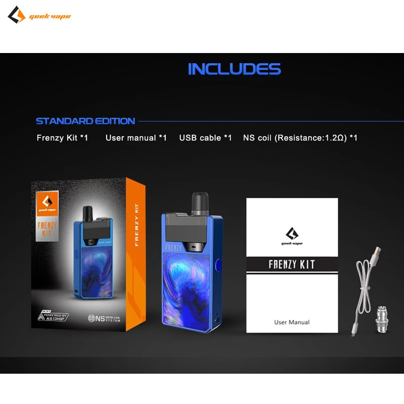 Оригинальный набор для вейпа GeekVape Frenzy электронная сигарета 2 мл аккумулятор