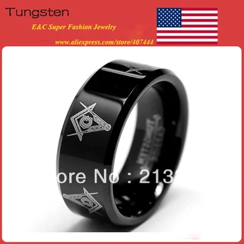 

Free Shipping!Wholesales Price! USA Hot Selling Women&Men's Classic Black Carbide Masonic Wedding Ring With Freemason LOGO