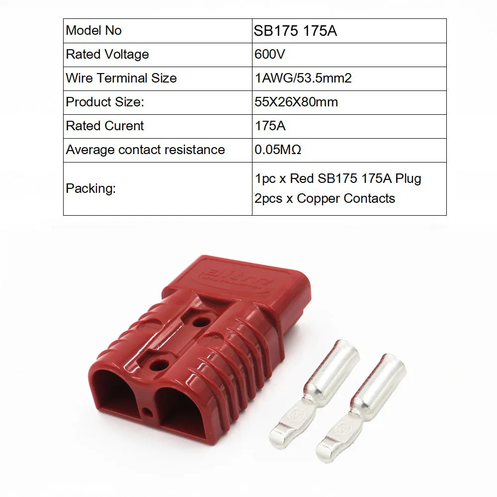50A/120A/175A MC4 Мощность штекер 50 120 175 Ампер 600 Вольт Разъем для подключения аккумулятора подключения панели солнечных батарей Батарея SH50 - Цвет: 1 Set x SB175 Red