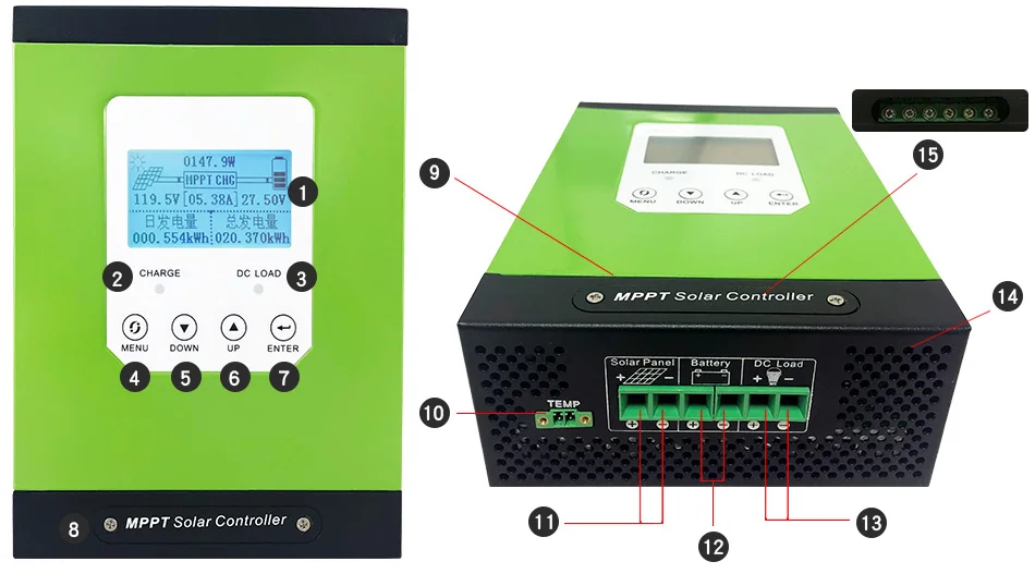 Mppt Солнечный контроллер заряда 20a солнечная панель регулятор 12 в 24 в 48 В ЖК Авто литий-ионный аккумулятор свинцово-кислотный элемент 20A