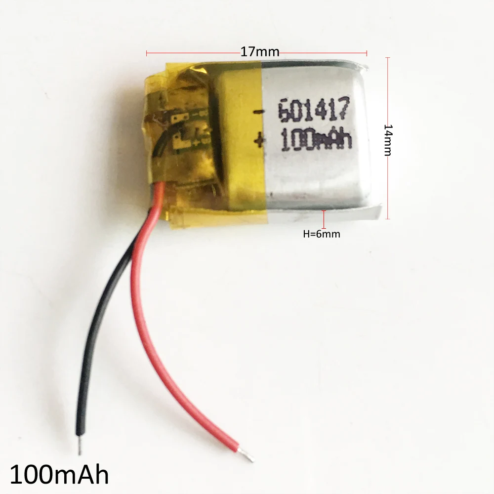 3,7 в 100 мАч LiPo перезаряжаемая батарея литий-полимерный литий-ионный 601417 для Mp3 Mp4 Mp5 PAD DVD электронная книга bluetooth гарнитура наушники