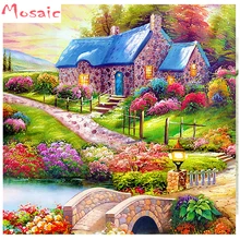 5d diy Полная Алмазная вышивка пейзаж Сад Дом на заказ фото Алмазная Живопись Вышивка крестом Стразы Мозаика Декор стен