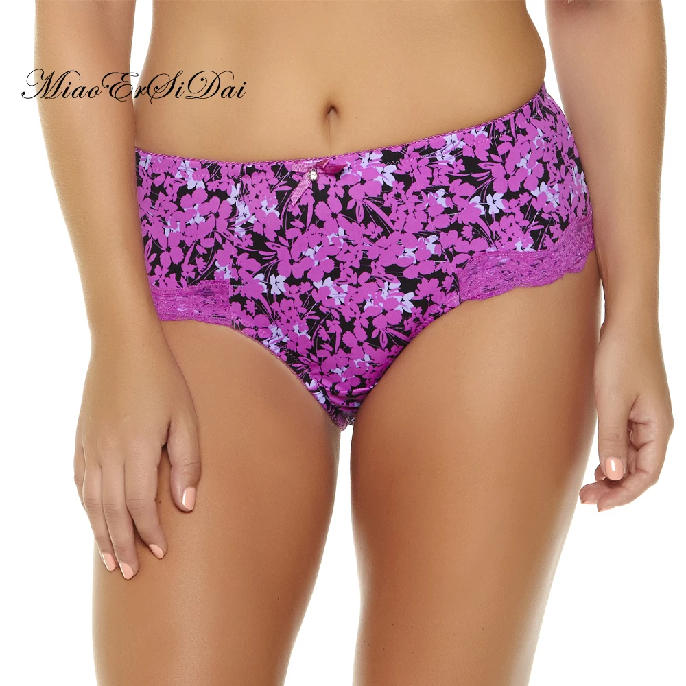 Women Floral Printed Panty Plus Size High Waist Underwear XL -7XL