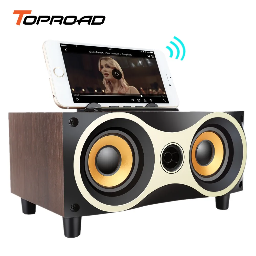 TOPROAD деревянный Bluetooth динамик беспроводной стерео двойной бас громче динамик Поддержка Радио TF AUX громкой связи для iPhone Android