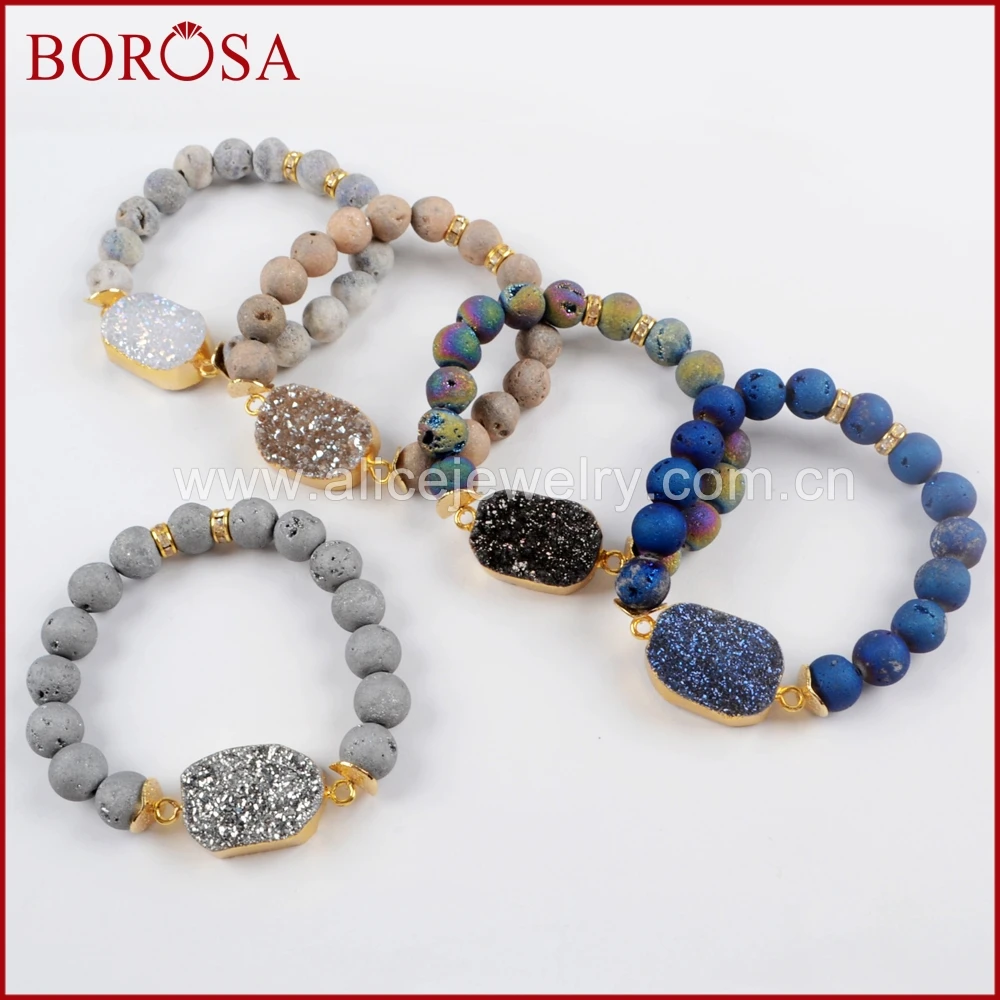 BOROSA 5 шт. новый золотой титановый браслет с 10 мм бусинами смешанные цвета s