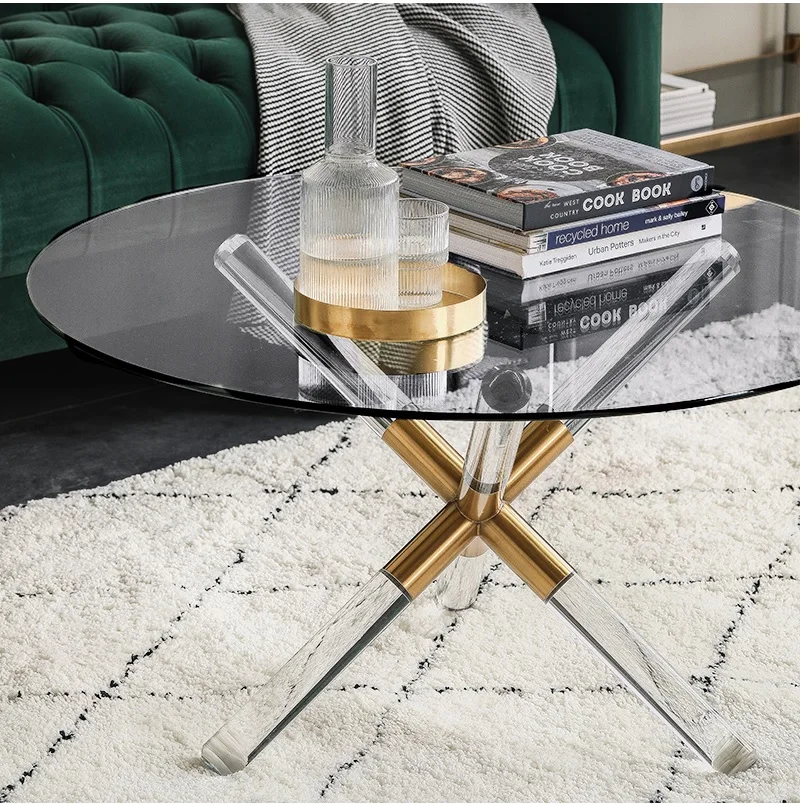 45cm High Coffee Table / 86cm Round Clear Glass Table 45cm High Coffee Table / 86cm Round Clear Glass Table
