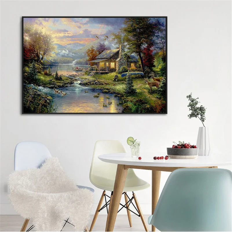 Farmhouse Poster Nature Modern Landscape Canvas Painting Canvas