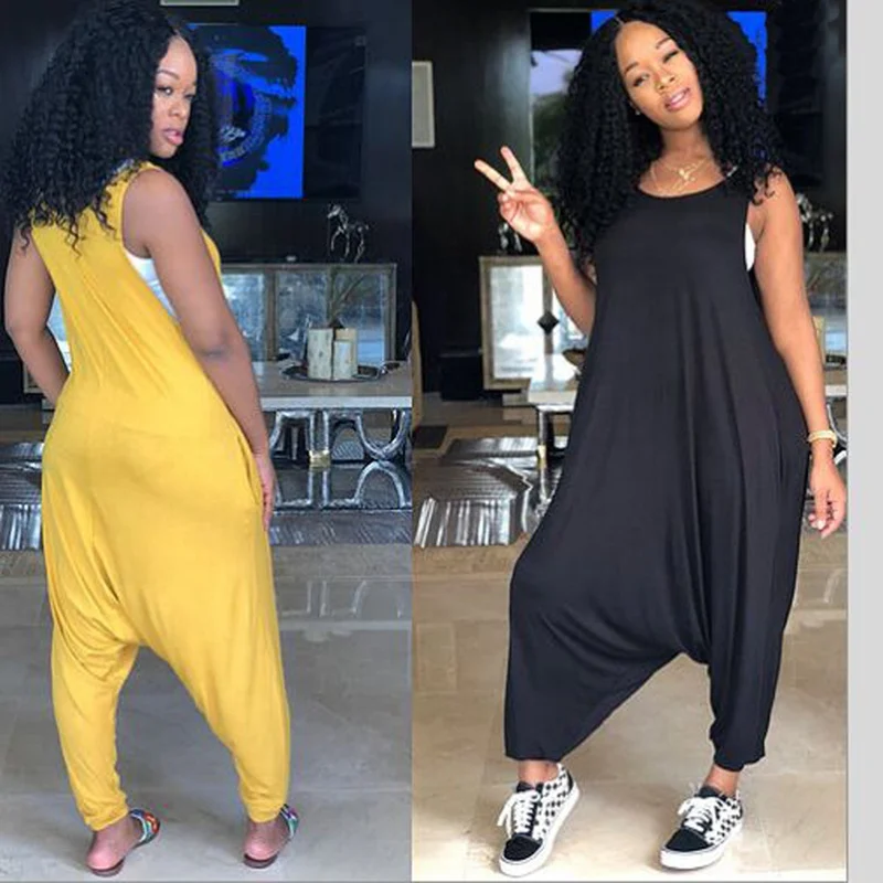 ZJFZML Sexy Rompers Womens Jumpsuit Summer 2018 Sleeveless One Piece Long Pants Overalls O-Neck Casual Loose Harem Jumpsuits