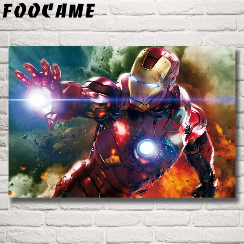 

FOOCAME Iron Man Captain America Hulk Thor The Avengers Movies Poster Wall Art Prints Silk Painting Bedroom Decoration Picture