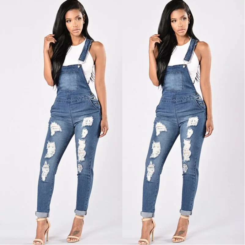 Fashion Women Jumpsuits Jeans Bodysuits Rompers Hole Bib Overall Ripped Denim Plus Size Trouser combinaison femme Pants women Fashion Women Jumpsuits Jeans Bodysuits Rompers Hole Bib Overall Ripped Denim Plus Size Trouser combinaison femme Pants women