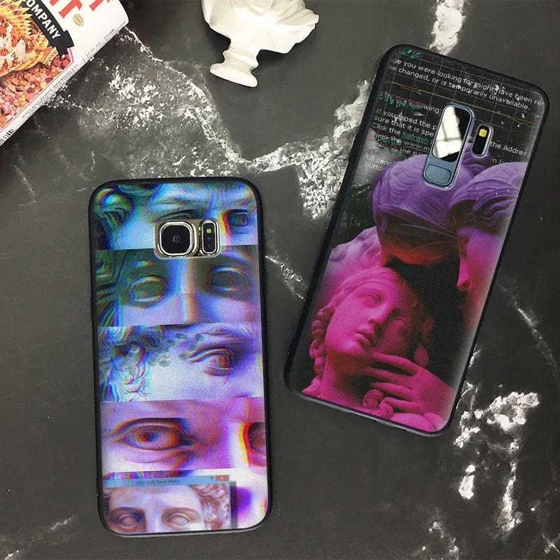 

Vaporwave Aesthetic Plaster statue TPU Soft Silicone Phone Case Shell Cover For Samsung S7 Edge S8 S9 Plus Note 8 9