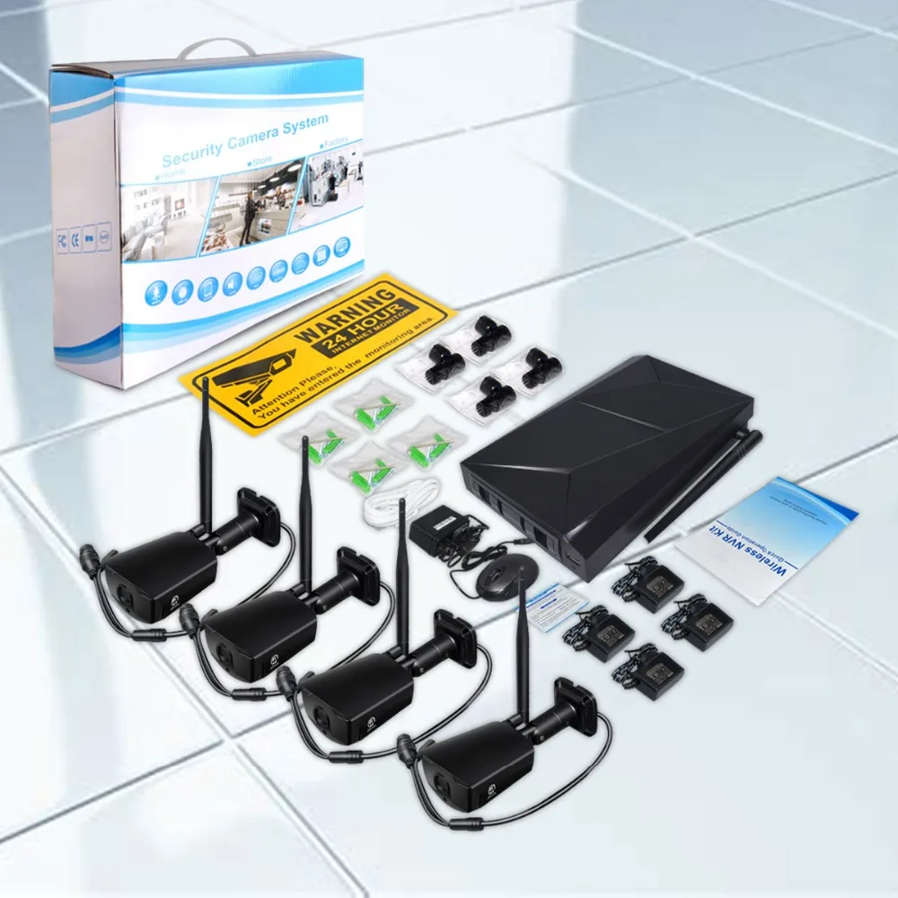JOOAN 4CH CCTV System Recorder 4PCS 1080P Outdoor Weatherproof Security IP  Camera 4CH   NVR DayNight  Video Surveillance Kits (6)