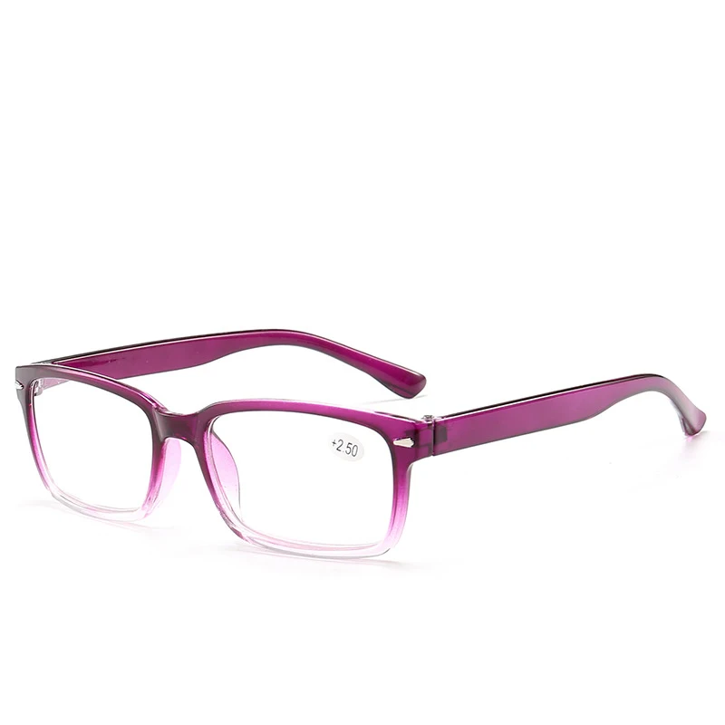 IBOODE ультралегкие квадратные очки для чтения для женщин и мужчин пресбиопические очки женские мужские очки при дальнозоркости оптика диоптрий очки - Цвет оправы: Фиолетовый