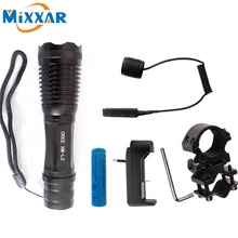 Ezk30 CREE XM-L2 9500Lm led tactical flashlight Adjustable torch for Hunting with Pressure Remote Switch and Gun Mount