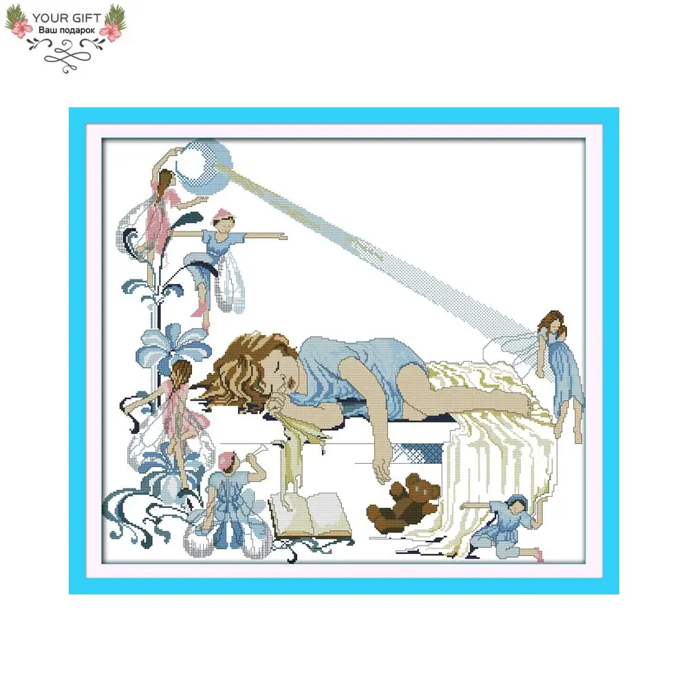 

Joy Sunday R640 Free Shipping 14CT 11CT Counted and Stamped Home Decor Sweet Dream Needlepoints Embroidery Cross Stitch kits