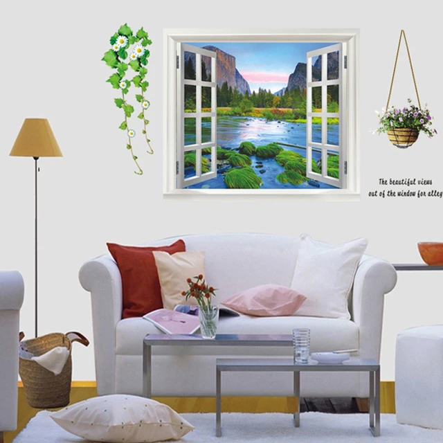 Kids Bedroom Background aliexpress : buy mountain stream 3d view window decal livng Kids Bedroom Background aliexpress : buy mountain stream 3d view window decal livng