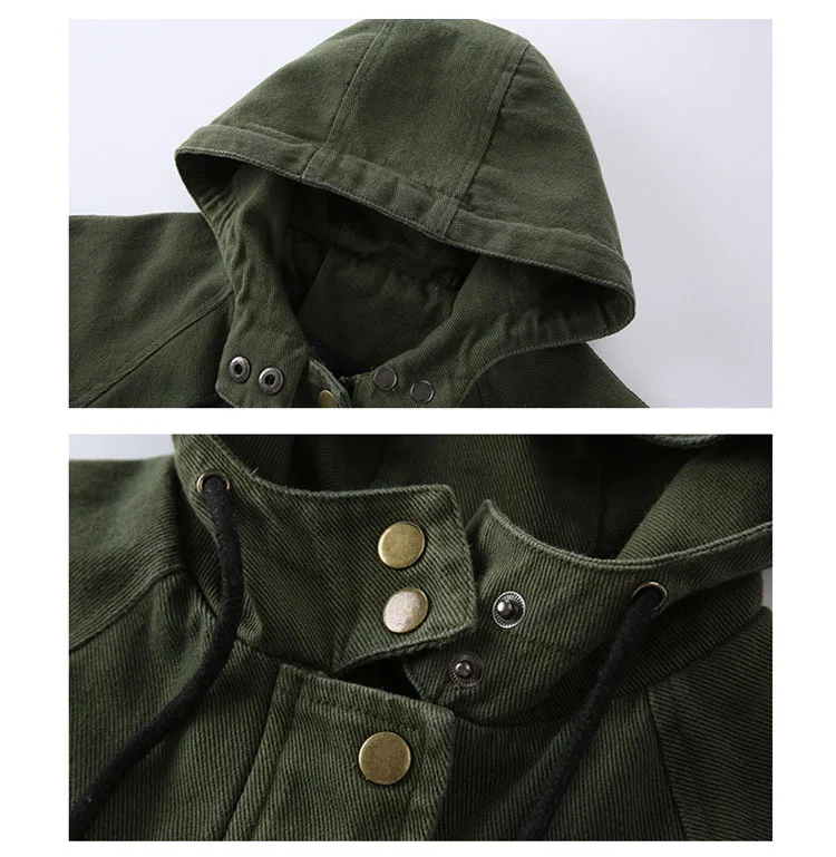 black green children hooded denim long coats for teenage boys outerwear tops kids autumn long sleeve jackets clothing 8 10 12 Y  (10)