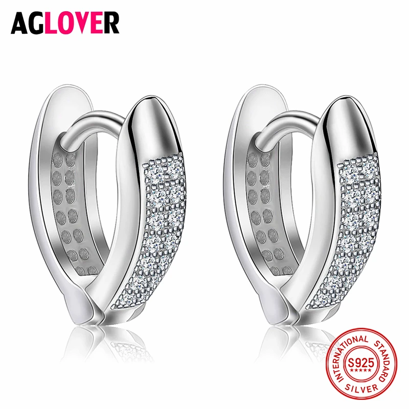 

AGLOVER New Arrival Female 925 Sterling Silver Earrings V Shape Stud Earrings For Women Shiny Full Zircon Earrings Jewelry
