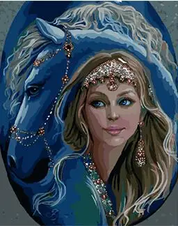 

MaHuaf-W625 horse girl Framed DIY Painting By Numbers Modern Wall Art Picture Handpainted For Home Decor