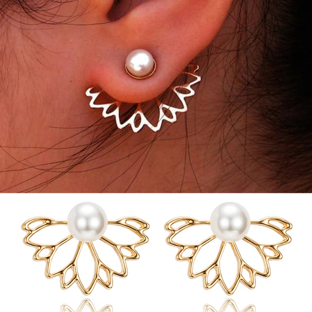 Marisa Lotus Pearl Flower Stud Earrings 12