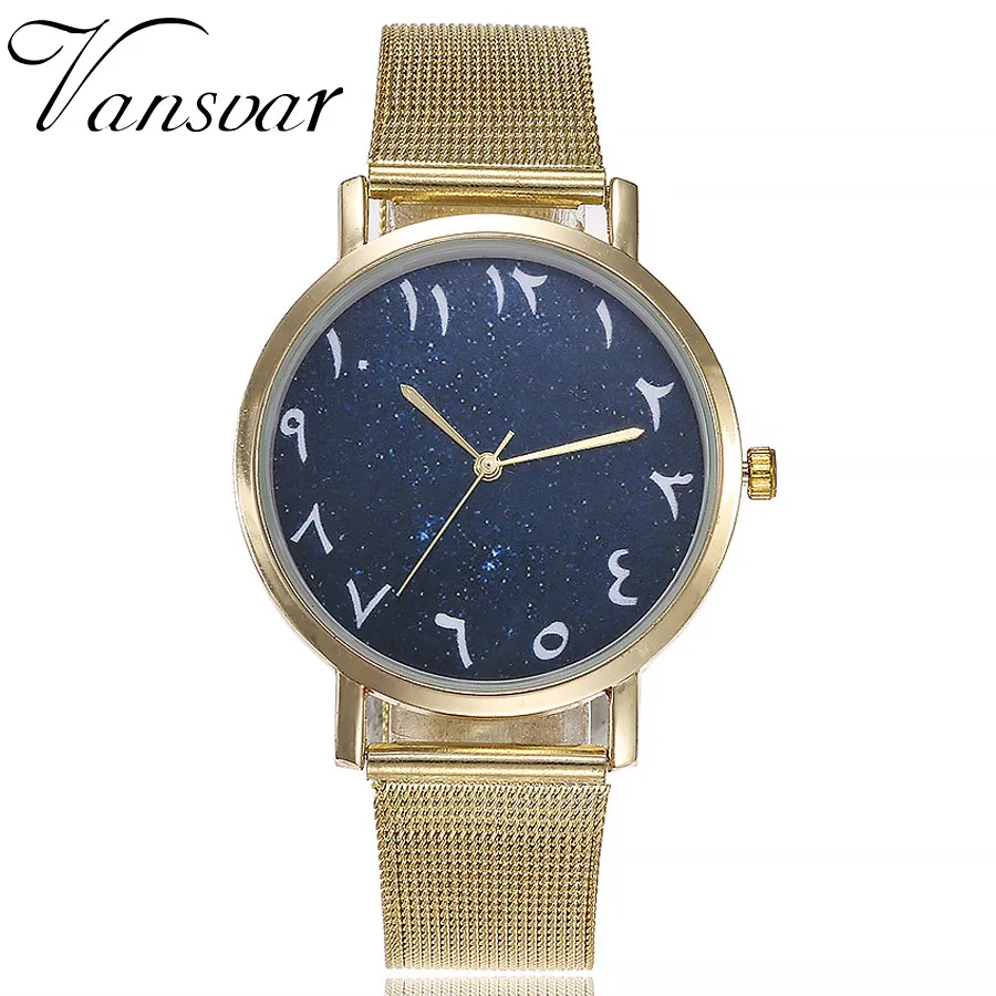 

Vansvar Women luxury brand Quartz Wrist Watch Features Arabic numerals Dial Round Ladies Watches Stainless Steel Band Clocks B30
