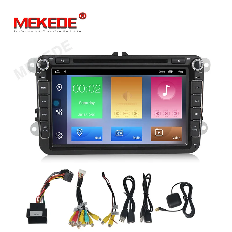 Cheap 4G wifi BT MEKEDE Octa 8 Core Android 9.1 2G RAM 32GB ROM 8inch 2 Din Car DVD GPS Navi Radio Player For VW Skoda Octavia 2 3