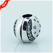 Подходит для Пандора браслеты Мерцающая ночь клип Подвески с прозрачным кубическим цирконием стерлингового серебра бусины