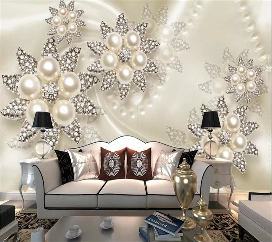 

beibehang papel de parede para quarto Custom wallpaper 3D Diamond Jewelry Flower TV Background Wall mural wallpaper tapeta tapet