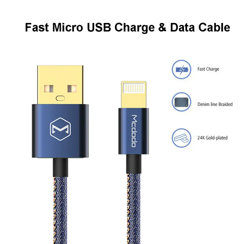 Mcdodo Lightning/USB кабель джинсовый ковбойский стиль кабель для передачи данных для iPhone 7 Plus 8 6 6s 5S iPad Mini Быстрая зарядка для iPhone кабель