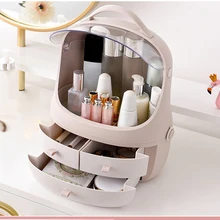 Коробка для хранения косметики в японском стиле с большой емкостью, органайзер для хранения ювелирных изделий для ухода за кожей с чехлом от пыли