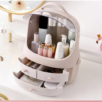 

Japanese-style Large Capacity Cosmetics Storage Box Makeup Jewelry Skin Care Product Storage Organizer with Dust Cover