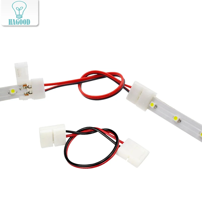 

10 pcs Double LED Strip Connector 2pin 8mm with Wire Free Connect No Need Soldering /Welding Connector For Led Strip 3528/5050