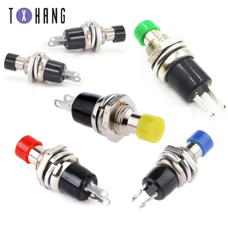 

5pcs/lots 7mm Thread Multicolor 2 Pins Momentary Push Button Switch PBS-110