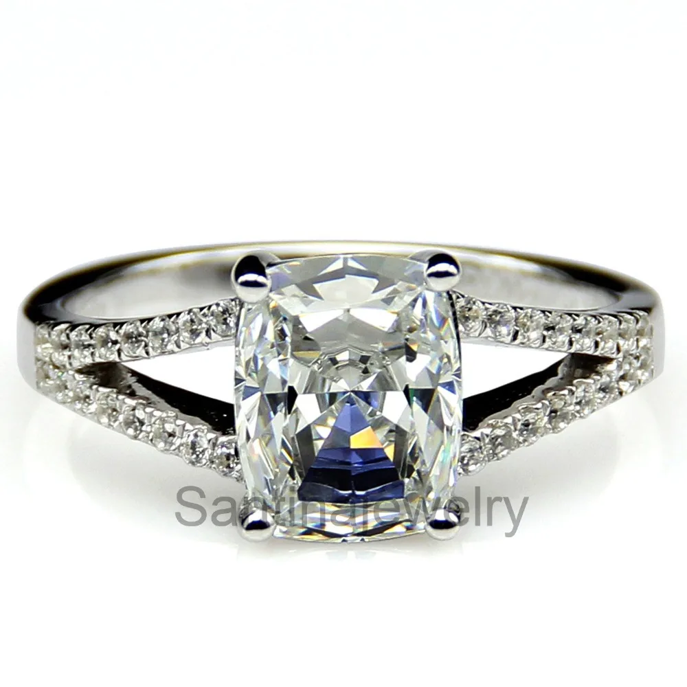 Luxury Korean Style Ring For Women 2ct Radiant Cut simulate Diamond