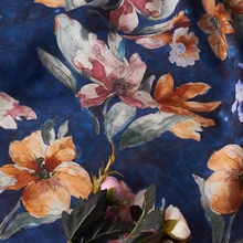 Высокое качество рами ткань новая весна и лето tissu акварельный цветочный принт tissus высокого класса платья одежда материал